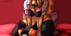 anthro big_breasts breasts canid canine cowgirl_position duo female female_on_top hi_res male mammal on_top rubber saintversa sex straight