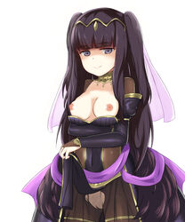 alternate_costume black_hair breasts breasts_out bride female fire_emblem fire_emblem_awakening fire_emblem_heroes long_hair medium_breasts smile solo tharja_(bridal)_(fire_emblem) tharja_(fire_emblem) tiara