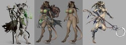 3girls anthro_only female female_only furry gas_mask kiguryu rat_girl skaven staff warhammer_(franchise) warhammer_fantasy