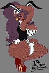 ass big_ass big_breasts elf_ears lingerie maid pointy_ears purple_hair thick_thighs tinybehemoth vanessa_(live_for_the_funk)