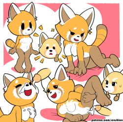 2019 aggressive_retsuko ailurid anthro black_eyes breasts brown_fur closed_eyes comic cum cum_in_pussy cum_inside cum_on_face duo female fur male mammal nude open_mouth penis pussy red_panda resasuke retsuko sanrio senshion smooth_fur straight white_fur