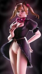 1girls 3d alternate_costume areolae black_cat_d.va blender blonde_hair breasts d.va female female_only looking_at_viewer nipples overwatch pussy solo wunder