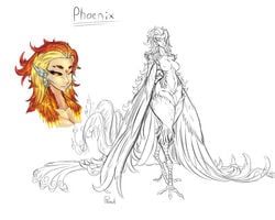 monster_girl multicolored_hair phoenix plasmidhentai sketch