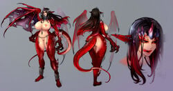 demon_girl dragon dragon_girl female horn horns kiguryu lizard monster_girl reptile scales scalie solo succubus tail wings