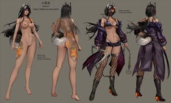 fox_girl kiguryu kunoichi mask monster_girl tattoo