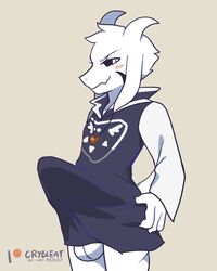 1boy 2019 2d anthro anthro_male anthro_only asriel_dreemurr asriel_dreemurr_(god_form) balls blush boss_monster bovid bovine caprine clothed clothing conditional_dnp crybleat erection erection_under_clothes fur furry furry_male furry_only goat horn humanoid humanoid_male humanoid_only humanoid_penis long_ears male male_only mammal mammal_humanoid nipples penis smile solo undertale undertale_(series) video_games white_fur