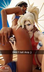 1girls 2girls 3d abs anal anal_insertion anal_juice anal_training angela_ziegler ass ass_kiss beach black_hair blender blizzard_entertainment blonde_hair blue_eyes brown_eyes brown_skin brunette buttplug dark-skinned_female dark_skin dat_ass egyptian eyeshadow female female_only fireboxstudio interracial kiss_mark kiss_mark_on_ass kissing kissing_ass large_buttplug lifeguard lifeguard_mercy lifeguard_pharah light_skin lipstick_mark lipstick_on_ass logo_buttplug mercy overwatch pharah slim snapchat swiss tagme tied_hair viewed_from_below yuri