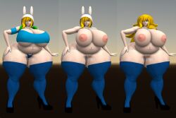 3d adventure_time big_ass big_breasts blue_eyes chubby_female fionna_the_human fionna_the_human_girl rojo84 rojo_parasito yellow_hair