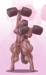abs anarchium biceps breasts dark_skin female muscles muscular muscular_arms muscular_female muscular_legs muscular_thighs weights