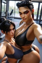 1girls 2girls 3d ai_generated apex_legends big_ass big_booty_latina big_breasts lesbian lesbians loba_(apex_legends) loba_andrade ravenomega selfie sexy_body sexy_woman sport sweaty_body two_women wraith_(apex_legends) yuri