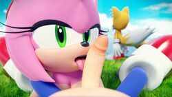 16:9 1boy 1girls 3d amy_rose breasts canid canine clothing eulipotyphlan fellatio female footwear fox fur ganondork gloves hedgehog humanoid_penis licking male mammal nude oral penile penis pink_fur pov precum sex shoes sonic_(series) sonic_the_hedgehog straight tails tongue tongue_out