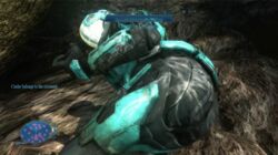 3d after_sex anon70087_(artist) armor cum cum_covered cum_on_butt cum_on_hand defeated english_text fake_screenshot female female_only female_spartan_(halo) halo_(series) halo_reach hud solo solo_female spartan_(halo) text