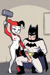 ai_generated anime ballbusting balls batman harley_quinn