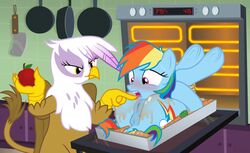 anus apple avian blush carrot female feral food friendship_is_magic fruit gilda_(mlp) grimdark gryphon hi_res icaron imminent_death kitchen my_little_pony oven purple_eyes pussy rainbow_dash_(mlp) story story_in_description vegetable what