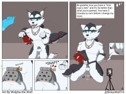 anal anal_fingering animal_genitalia animal_penis anthro begging begging_pose bodily_fluids bondage broken_key canid canine canis chastity_cage chastity_device comic dildo disembodied_hand english_text equine_genitalia equine_penis feet fingering flat_chastity_cage forced fur genitals ghost_hand gold_(metal) gold_chastity_cage gold_chastity_device hand_on_butt handjob hi_res key key_disposal kneeling livestream male mammal mostly_nude onomatopoeia penile penis permanent_chastity_device phantom_masturbation pose sex sex_toy solo sound_effects strapon strapon_over_chastity submissive submissive_male tears text white_body white_fur wolf wolpha xiao_ye