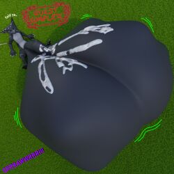 absurd_res anthro balls big_balls big_penis bigger_prey bodily_fluids bulging_balls capcom cock_vore cum cum_on_body day demi_elder dialogue ear_piercing ear_ring eclipse_magala feral flying_wyvern genital_fluids genitals gore_magala hi_res huge_cock huge_filesize hyper hyper_genitalia hyper_penis male male/male monster_hunter nargacuga penile penis piercing ring_piercing roaring scalie size_difference smaller_pred solo switch_axe teasing text vikvillince villince vore weapon