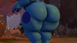 amphibian animal_crossing ass_focus autumn big_ass big_butt blue_body blue_skin blue_spots bubble_ass bubble_butt bullfrog chubby chubby_anthro chubby_male completely_naked completely_nude completely_nude_male dark_blue_skin exhibitionism frog jeremiah_(animal_crossing) logdoesrenders male_only naked nude outside round_thighs shortstack shortstack_femboy spotted_body thick_thighs trees