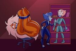 1girls 3girls ball_gag big_ass big_breasts big_sub big_sub_small_dom bondage bondage_gear cartoon_network catsuit devious_smile dominatrix dubious_consent evil_grin evil_smile femdom femsub forniphilia gag gagged gimp gimp_suit jasper_(steven_universe) lapis_lazuli_(steven_universe) latex latex_clothing looking_at_partner pearl_(steven_universe) restrained restrained_arms restrained_legs size_difference small_dom small_dom_big_sub small_sub steven_universe yamekai-art yuri