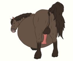 2018 absurd_res animal_genitalia balls belly big_belly equid equine erection feral hair hi_res horse lionsilverwolf male male_pregnancy mammal penis pregnant ready_to_pop solo