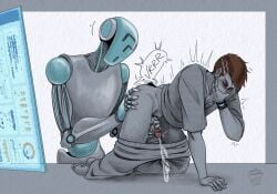 ambiguous_gender anal anal_orgasm anal_sex bodily_fluids body_studying butt_grab clothed clothed_sex clothing covering_mouth cum cum_drip cum_from_ass cum_while_penetrated cumshot dildo dildo_in_ass dildo_insertion dildo_vibrator ejaculation from_behind_position hand_on_butt hand_on_mouth helfyr human humanoid laboratory male male/ambiguous male_only masturbating_while_penetrated masturbation moan nobodick on_desk onomatopoeia orgasm pants pants_down penis penis_grab penis_in_hand question robot robot_humanoid robotic_arm scientific_experiment scientist screen screen_face sex sex_toy sex_toy_in_ass sex_toy_insertion submissive submissive_male vibrating vibrator vibrator_in_ass