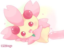 anthro bodily_fluids cherrim chibi digital_drawing_(artwork) digital_media_(artwork) dildo female generation_4_pokemon genital_fluids genitals gradient_background heart_symbol hi_res lying nakimayo nintendo on_side petals pokemon pokemon_(species) red_eyes sex_toy simple_background smile solo sunshine_form_cherrim transparent_dildo transparent_sex_toy vaginal_fluids vulva yellow_body