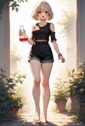 ai ai_art ai_generated clawed_fingers dragon_girl dragon_horns dragon_humanoid dragon_tail metamorphosis no_sound potion red_scales ripped_clothing scales tagme transformation undressing video