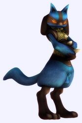 3d color feral fur lucario male male_only nude pokemon pokemon_(species) side_view solo standing tagme