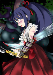 clothing death etrian_odyssey female_death flat_chest gore guro ronin tagme