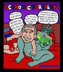 closed_eyes crown erect_nipples fingering_partner flaccid_penis george_w_bush green_hair green_skin grey_hair grin hairy_body legs_apart nude_female nude_male politics pubic_hair public_domain reading_book small_penis spreading_pussy statue_of_liberty thebigmansini vibrating_dildo vibrator