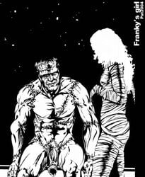 2004 bride_of_frankenstein female frankenstein frankenstein's_monster male/female monochrome pat public_domain