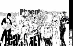 6+girls 8girls bodysuit bra female female_only human human_only jean_grey jeans marvel marvel_girl multiple_girls multiverse nipple_piercing outfit_variant panties pants pat phoenix_(x-men) shorts straight_hair take_your_pick tied_shirt topless ultimate_jean_grey ultimate_x-men x-men x-men_evolution