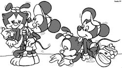 animaniacs clothing disney dot_warner flower mickey_mouse monochrome penis saulo_padovan sex skirt