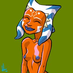 1girls ahsoka_tano ass breasts clone_wars female female_focus female_only hellstroem jedi jedi_padawan lowres medium_breasts nipples sideboob solo star_wars tagme text the_clone_wars:_season_one togruta watermark