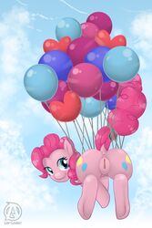 anus balloon blue_eyes clitoris clouds cutie_mark earth_pony equine female female_only feral friendship_is_magic fur hair horse lew-legend mammal my_little_pony outside pink_fur pink_hair pinkie_pie_(mlp) pony presenting pussy raised_tail smile solo tail