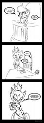 alhedgehog black_and_white blaze_the_cat breasts comic dialogue exposed_breasts female female_only nipples page_1 sally_acorn sega sonic_(series) undressing