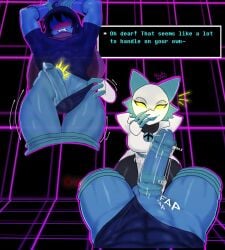 1girl 1girls breasts deltarune female fit kris_(deltarune) muscular nonbinary penis tagme tasque_manager tasque_manager_(deltarune) thick_thighs thighs