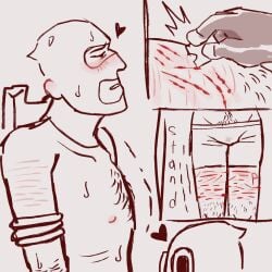 blood_drip bondage carving cutting marking precum_through_clothing pyro_(team_fortress_2) self_harm_fetish shaking spy_(team_fortress_2) team_fortress_2 tied_up