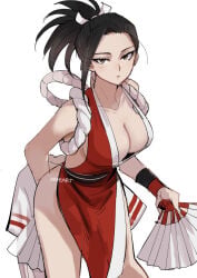 1girls black_hair boku_no_hero_academia cosplay fatal_fury female female_focus female_only japanese_clothes kadeart king_of_fighters mai_shiranui mai_shiranui_(cosplay) momo_yaoyorozu my_hero_academia pelvic_curtain ponytail solo the_king_of_fighters yaoyorozu_momo