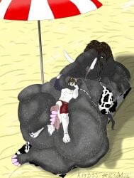 absurd_res animal_print animal_print_bikini anthro beach beach_blanket belly between_thighs big_belly big_breasts bikini biped blade_(kxybeastar) bodily_fluids breasts canid canine canis cellulite clothing cow_print cow_print_bikini duo elephant elephant_toes elephantid feet female foot_fetish foot_play footjob hi_res hooves hot_breath huge_belly huge_breasts huge_thighs kxybeastar larger_female looking_down looking_down_at_partner looking_up_at_partner male male/female mammal mommabearbun_(kxybeastar) nails open_mouth pattern_bikini pattern_clothing pattern_swimwear pointing_at_mouth proboscidean proboscis_(anatomy) saliva sand sand_on_butt sand_on_clothing sex size_difference smaller_male sweat swimming_trunks swimsuit_only swimwear thick_thighs towel trunk_(anatomy) trunk_around_neck tusks two-piece_swimsuit umbrella wolf wrinkled_armpit wrinkled_skin wrinkles