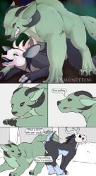 antlers canid canine cervid cervine demonettem fangs furry furry_only gay gay_male gay_penetration gay_sex horns looking_pleasured original_character original_species predator/prey