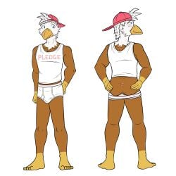 1:1 accipitrid accipitriform anthro anus avian backwards_cap backwards_hat bald_eagle barefoot beak bird blue_eyes briefs butt clothed clothing detailed_anus eagle feet front_view fuze hair hand_on_butt hand_on_own_butt hat headgear headwear hi_res hunter_fisher looking_at_viewer looking_back male partially_clothed presenting presenting_anus rear_view sea_eagle shirt simple_background smile smiling_at_viewer solo spread_anus spread_butt spreading spreading_own_butt standing tank_top text text_on_clothing tighty_whities topwear underwear underwear_down white_briefs white_clothing white_hair white_underwear