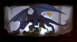absurd_res balls bodily_fluids cave cum cum_in_vagina cum_inside dragon duo erection female female_penetrated feral feral_on_feral feral_penetrated feral_penetrating feral_penetrating_feral from_behind_position generation_4_pokemon genital_fluids genitals hi_res kejifox knot knotted_penis looking_pleasured luxray male male/female male_penetrating male_penetrating_female mythological_creature mythological_scalie mythology nintendo penetration penis pokemon pokemon_(species) riptide_the_dragon scalie sex smile smiling_at_another smiling_at_partner vaginal