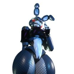 1:1 2025 3d_(artwork) 4_fingers animatronic anthro atumalaca bare_shoulders black_clothing black_fingerless_gloves black_gloves black_handwear blue_body bow_tie bracelet breasts buckteeth clitoris clothed clothing crop_top crossgender digital_media_(artwork) eyelashes female fingerless_gloves fingers fishnet_clothing fishnet_leggings fishnet_legwear five_nights_at_freddy's five_nights_at_freddy's_2 genitals glistening glistening_body gloves green_eyes handwear hi_res jewelry lagomorph leggings legwear leporid looking_at_viewer low-angle_view machine mammal medium_breasts midriff mtf_crossgender off_shoulder pattern_clothing pattern_shirt pattern_topwear purple_bow_tie purple_eyelids rabbit robot robot_anthro scottgames shirt simple_background soft_abs solo spiked_bracelet spikes standing striped_clothing striped_shirt striped_topwear stripes teeth thick_thighs topwear toy_bonnie_(fnaf) under_boob vulva white_background wide_hips