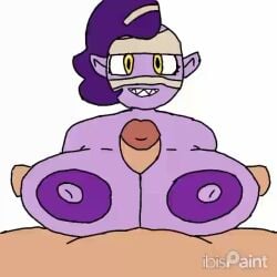 animated beat_banger big_breasts big_penis brawl_stars emz_(brawl_stars) nude nude_female nude_male paizuri purple_body purple_hair purple_skin shorter_than_10_seconds tagme video wide_hips yellow_eyes