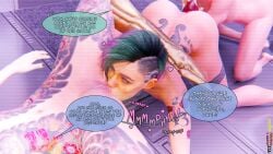 3d 3d_(artwork) 3d_render 3girls anal anal_insertion anilingus ass_worship big_dildo blender blender_(software) blender_cycles braindance cd_projekt_red cheri_nowlin cyberpunk_(series) cyberpunk_2077 dialogue dildo dildo_in_ass dyed_hair english english_dialogue english_text female_rimming female_rimming_female freckles green_hair hallucination imminent_orientation_play judy_alvarez kissing_ass large_dildo leg_around_head lesbian lesbian_sex lesbian_threesome lips mind_control oofoe panam_palmer pink_hair pride_month pride_month_2026 prosthetic_leg prosthetic_limb puckered_lips rimjob rimming rimming_female scanlines self_upload speech_bubble tattoo tattoo_on_arm tattoo_on_chest tattoo_on_legs tattoo_on_stomach tattooed_arm tattoos text threesome two-tone_hair yuri