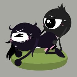 1:1 1_eye aliasing anal anal_penetration archfiendofpurity bedroom_eyes black_body blush bodily_fluids butt butt_grab chest_markings cushion cyclops digital_media_(artwork) doggystyle duo from_behind_position furrowed_eyebrows genital_fluids genitals grey_background hair half-closed_eyes hand_on_butt hatapon head_tuft hero_(patapon) humanoid leaking_precum lineless male male/male markings messy_hair narrowed_eyes not_furry patapon patapon_(tribe) penetration penile penile_penetration penis penis_in_ass pillow pillow_grab pink_blush pink_penis precum seductive sex simple_background size_difference slit_penis small_top_big_bottom sony_corporation sony_interactive_entertainment squint sweat sweatdrop tuft