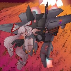 ace_combat cleavage fujiwara_no_mokou greenm huge_breasts mecha_musume tagme touhou