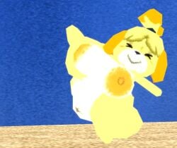 animal_crossing animal_humanoid anthro anthro_female ass_focus boobs chubby chubby_female female female_only furry_female isabelle_(animal_crossing) massive_breasts nude_female plump shortstack
