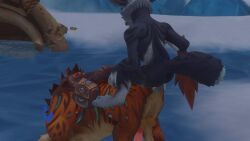 16:9 anal animal_genitalia animal_penis anthro anthro_on_feral anthro_penetrating anthro_penetrating_feral bag balls bestiality blizzard_entertainment canid detailed_background druid duo felid feline_genitalia feline_penis feral feral_penetrated fur genitals grey_body grey_fur hi_res humanoid humping hut ice knotting larger_penetrated magic_user male male/male mammal orange_body orange_fur pantherine penetration penis riding sex size_difference snow tadwinx tribal_spellcaster valtorin veroxin vulpera warcraft widescreen winter