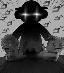 absurd_res amagi_brilliant_park angry animal_genitalia anthro blue_eyes bovid bovid_horn bovine_horn butt canid canine canis caprine clothing crawling crawling_away digital_media_(artwork) domestic_dog dominant dominant_male escape_attempt flower forced fur genitals grabbing_head group hat headgear headwear hi_res horn intimidation jojo_reference larger_dom looking_ahead looking_at_another looking_back looking_down looking_down_at_another macaron_(amagi_brilliant_park) male male/male mammal meme menacing_(meme) moffle mouse murid murine nivy_(artist) panicked_look panicking penile penis plant pomeranian pupils questionable_consent rape rape_play rodent scared sex shaking sheath sheep shoulder_bag sitting sitting_on_another size_difference smaller_male spiral spiral_eyes spitz story story_in_description submissive submissive_anthro submissive_male teeth threatening tirami trapped trio violence white_body white_fur white_fur_tuft wide_eyed